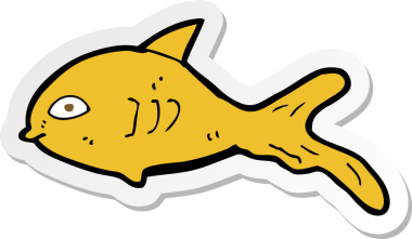 Bir insan tarafından çizilmiş karikatür balığının çıkartması.