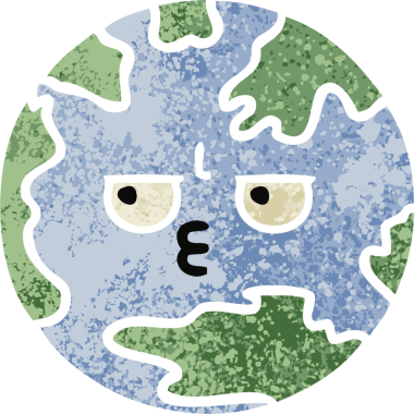 Bir insan tarafından çizilmiş bir gezegenin retro çizim tarzı karikatürü.