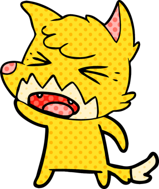 Bir insan tarafından çizilmiş kızgın çizgi film tilkisi.