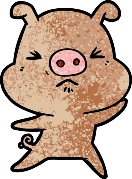 Bir insan tarafından çizilmiş kızgın domuz çizgi filmi.