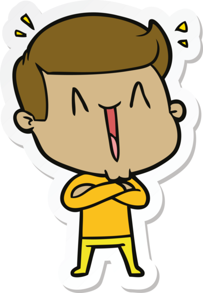 Bir insan tarafından çizilmiş heyecanlı bir adamın çıkartması.