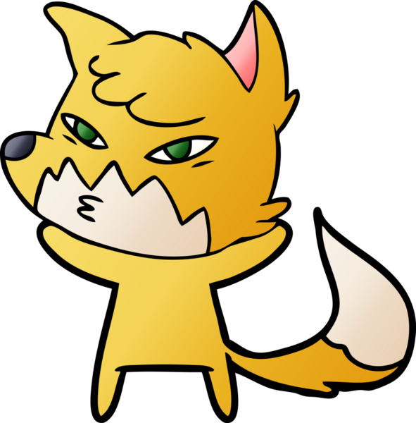 Bir insan tarafından çizilmiş akıllı çizgi film tilkisi.