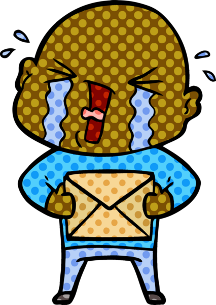 Bir insan tarafından çizilmiş ağlayan kel bir adam.