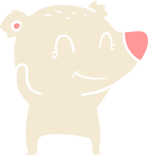 Bir insan tarafından çizilmiş gülümseyen kutup ayısı düz renkli çizgi film