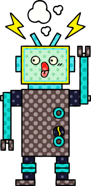 bir insan tarafından çizilmiş bir robotun çizgi roman tarzı