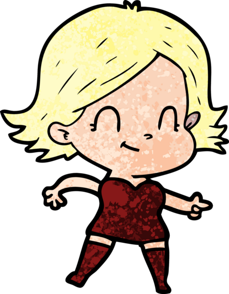 Bir insan tarafından çizilmiş karikatür dostu kız.