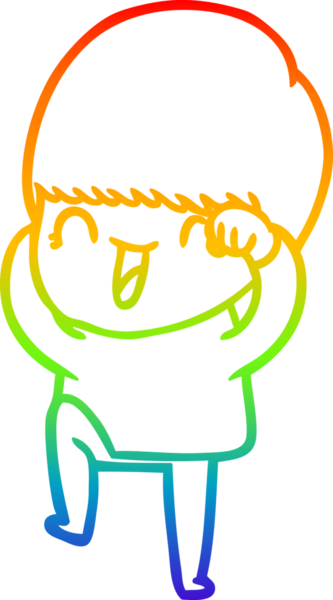 gökkuşağı gradyanı çizimi bir insan tarafından çizilmiş mutlu bir çizgi film çocuğu