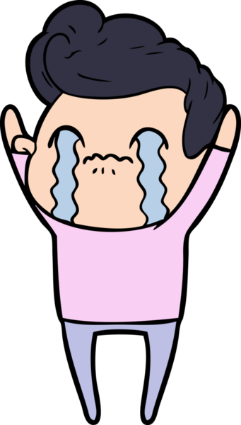 Bir insan tarafından çizilmiş ağlayan çizgi film adamı.