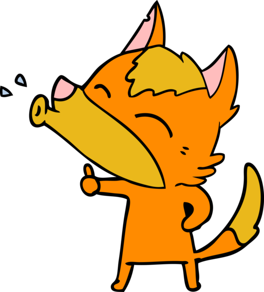 Bir insan tarafından çizilmiş tilki çizgi film karakteri