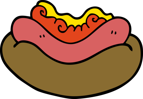 Bir insan tarafından çizilmiş sosisli sandviç.