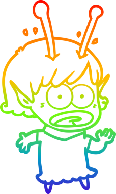 gökkuşağı gradyan çizimi bir çizgi film şok uzaylı kız bir insan tarafından çizildi