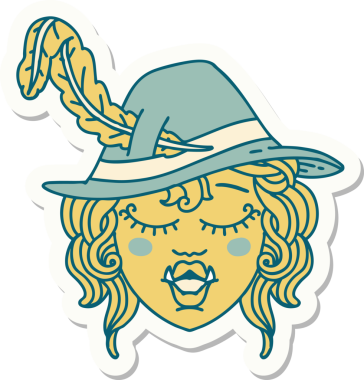 Bir insan tarafından çizilmiş Ork ozan karakterinin çıkartması