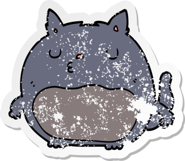 Bir insan tarafından çizilmiş karikatür bir kedinin sıkıntılı çıkartması.