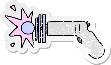 İnsan eliyle çizilmiş garip bir ışın tabancasının sıkıntılı çıkartması.