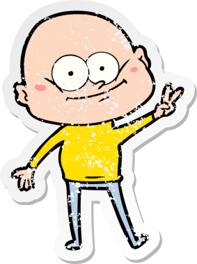 Bir insan tarafından çizilmiş kel bir adamın sıkıntılı çıkartması.