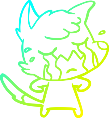 Bir insan tarafından çizilmiş ağlayan tilki çizgi filmi.