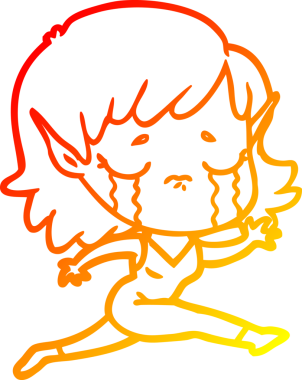 Bir insan tarafından çizilmiş, ağlayan bir elf kızı çizimi.