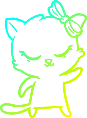 Bir insan tarafından çizilmiş bir çizgi film kedisinin soğuk gradyan çizimi