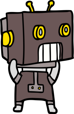 Bir insan tarafından çizilmiş çizgi film robotu