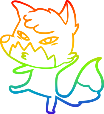 gökkuşağı gradyanı çizimi bir insan tarafından çizilmiş akıllı bir tilki çizgi filmi