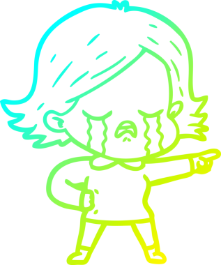 Bir insan tarafından çizilmiş ağlayan bir çizgi film kızı çizimi.