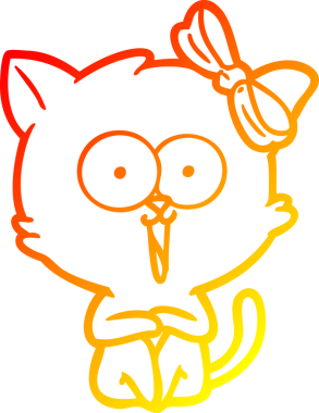 Bir insan tarafından çizilmiş çizgi film kedisinin sıcak çizgi çizimi