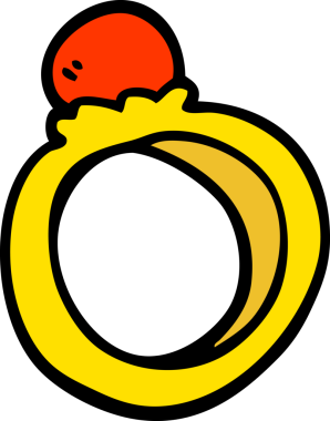 Bir insan tarafından çizilmiş el çizimi çizgi film nişan yüzüğü.