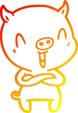 Bir insan tarafından çizilmiş mutlu çizgi film domuzu çizimi.