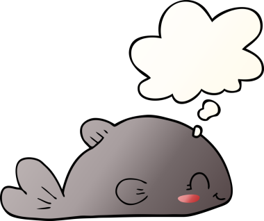 Düşünce baloncuklu karikatür balığı bir insan tarafından çizilmiş.