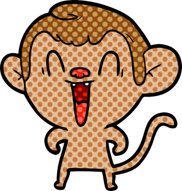 Bir insan tarafından çizilmiş gülen maymun çizgi filmi