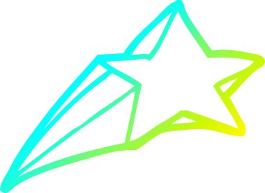 Bir insanın çizdiği kayan yıldızın soğuk çizgi çizimi.