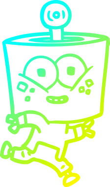 Bir insan tarafından çizilen mutlu çizgi film robotunun çizimi.