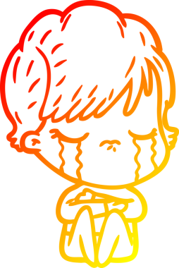 Bir insan tarafından çizilmiş, ağlayan bir çizgi kadın çizimi.