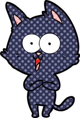 Bir insan tarafından çizilmiş komik çizgi film kedisi.