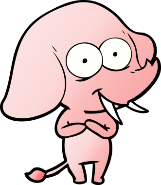 Bir insan tarafından çizilmiş mutlu bir fil.