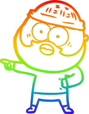 Gökkuşağı gradyan çizgi çizimi bir insan tarafından çizilmiş sakallı bir adamın