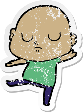 Bir insan tarafından çizilmiş kel bir adamın sıkıntılı çıkartması.