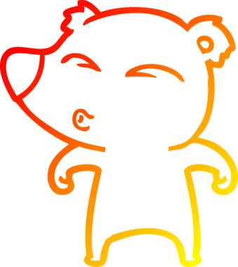 Bir insan tarafından çizilen çizgi film ıslık çalan ayının sıcak çizgi çizimi