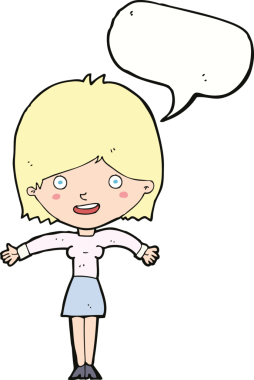 Bir insan tarafından çizilmiş konuşma balonu olan heyecanlı bir karikatür.