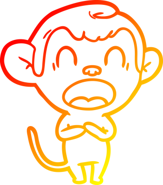 Bir insan tarafından çizilen esneyen çizgi maymun çizimi.