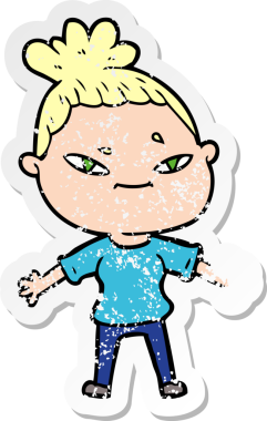 Bir insan tarafından çizilmiş karikatür bir kadının sıkıntılı çıkartması.