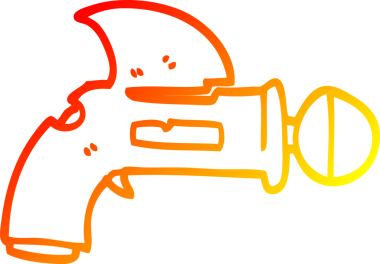 Bir insan tarafından çizilmiş bir ışın tabancasının sıcak eğimli çizgisi.