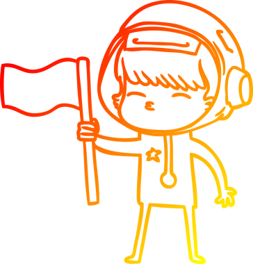 Bir insan tarafından çizilen çizgi film meraklısı astronotun sıcak gradyan çizimi