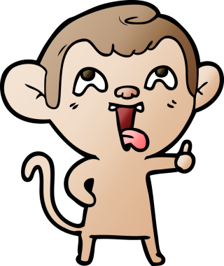 Bir insan tarafından çizilmiş çılgın çizgi film maymunu