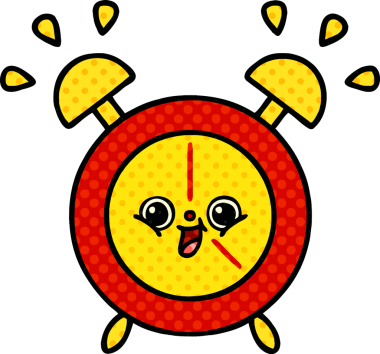 bir insan tarafından çizilmiş bir çalar saatin çizgi roman tarzı