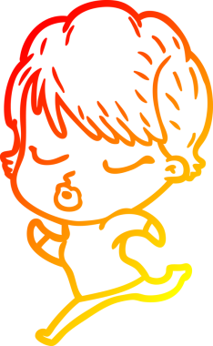 Bir insan tarafından çizilmiş gözleri olan çizgi film kadını çizimi.