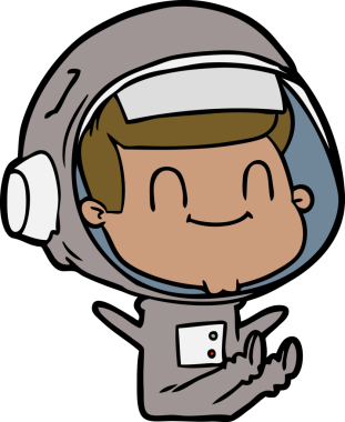 Bir insan tarafından çizilmiş mutlu astronot.