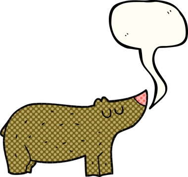 Bir insan tarafından çizilmiş serbest çizilmiş çizgi roman konuşma balonu çizgi film ayısı.