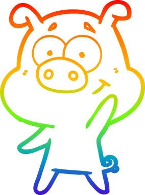 gökkuşağı gradyan çizimi mutlu çizgi domuz çizimi bir insan tarafından çizilmiş