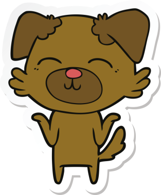 Bir insan tarafından çizilmiş bir köpeğin çıkartması.